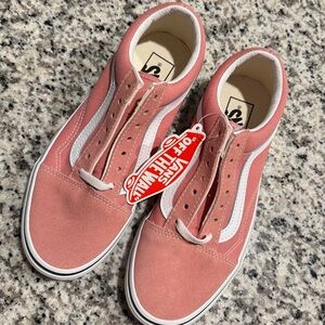 Vans Women's Pink and White Sneakers